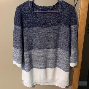 Tommy Hilfiger Blue & Cream Color Block Sweater-Lg